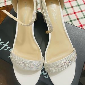 White pearl chunk heels